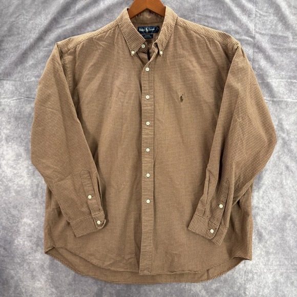 VTG Ralph Lauren Blake Shirt Mens XXL Brown Woven Thick Warm Long Sleeve - Picture 2 of 5